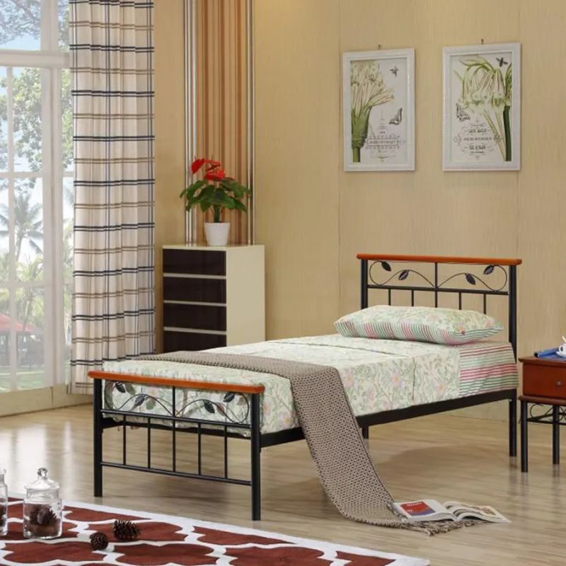 Posteľ s lamelovým roštom 90, drevo čerešňa v kombinácii s kovom