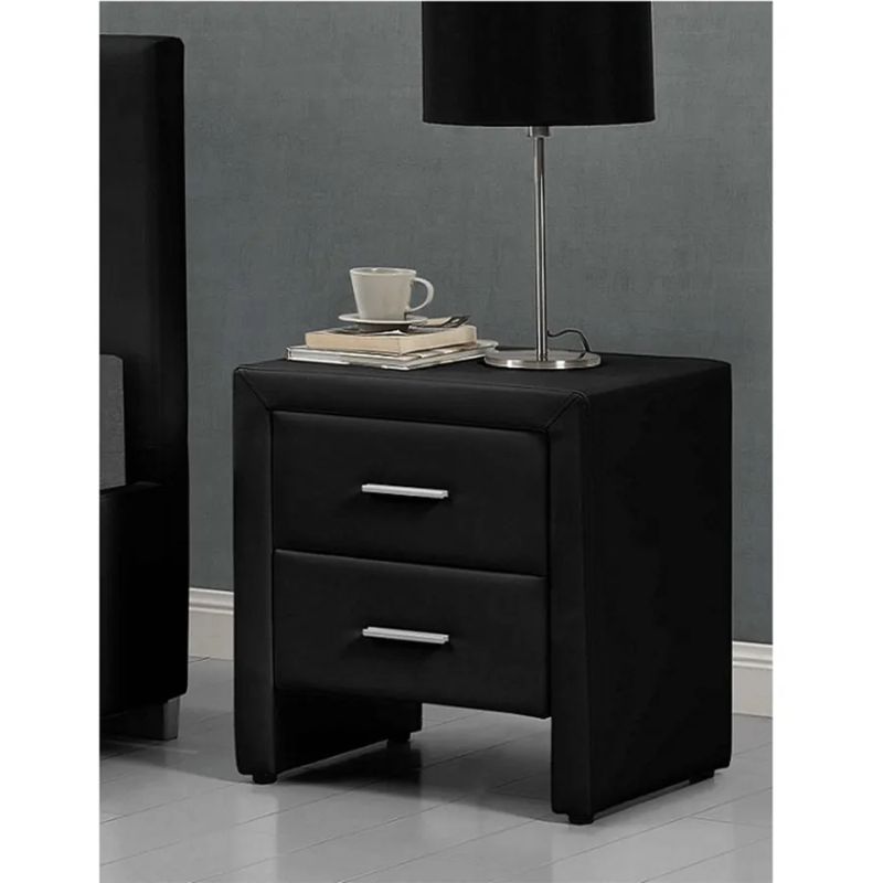 Čalúnený nočný stolík, ekokoža čierna