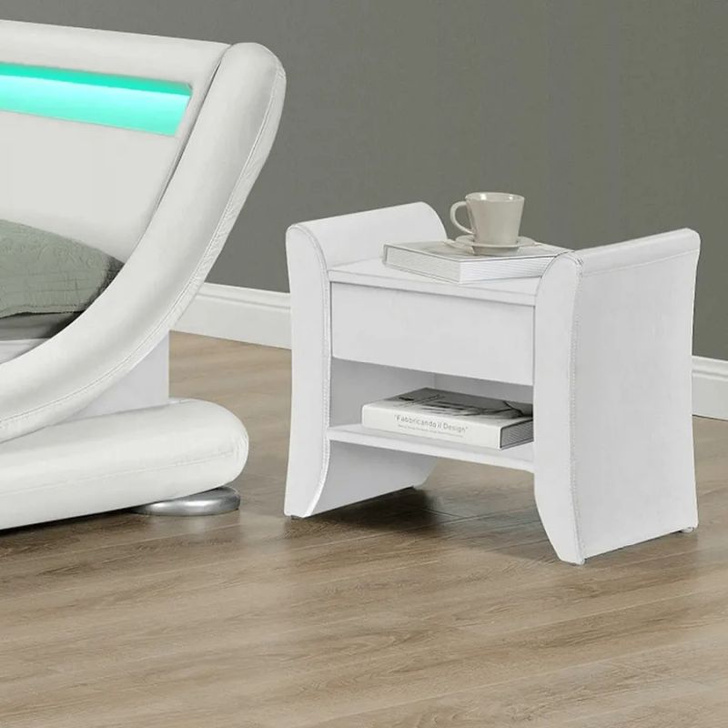 Celočalúnený nočný stolík, ekokoža biela