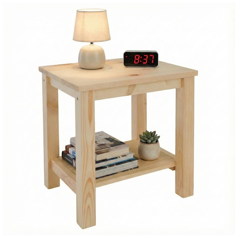 Jednoduchý nočný stolík z masívneho borovicového dreva, prírodná