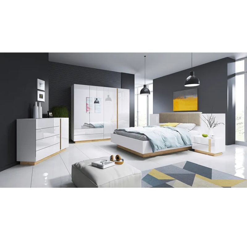 Sada dvoch nočných stolíkov, biela-dub grandson-biely lesk