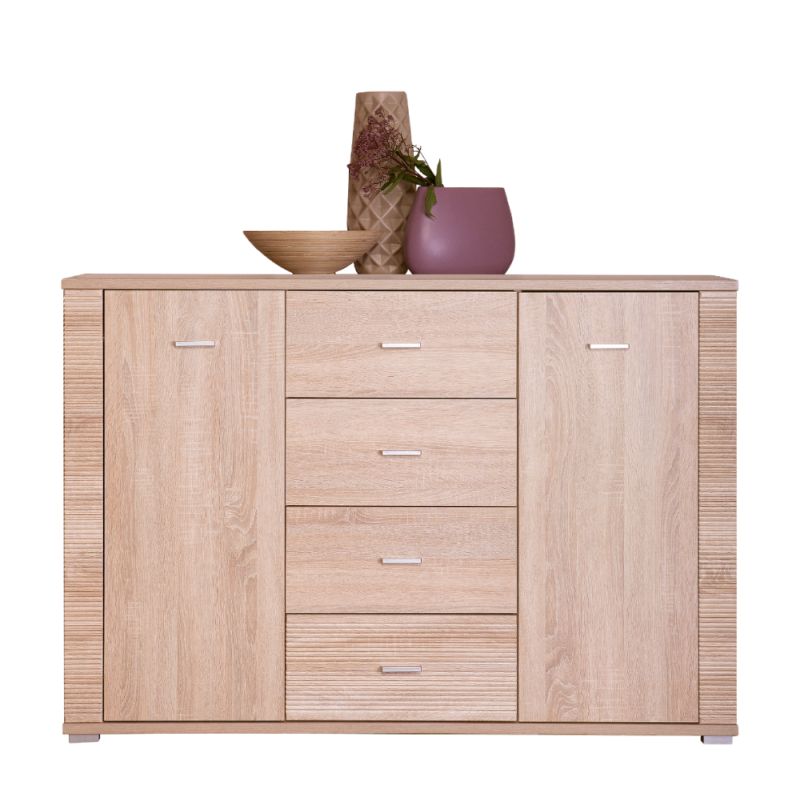 Komoda dvojdverová so 4 zásuvkami, dub sonoma