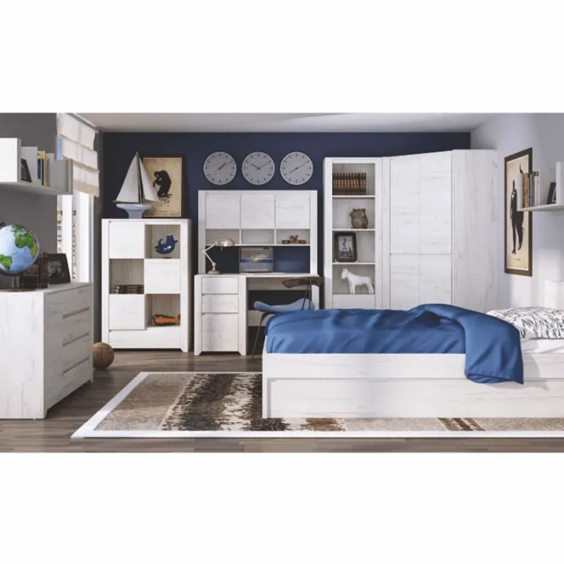 Komoda jedna skrinka a 6x šuplík, biela-craft