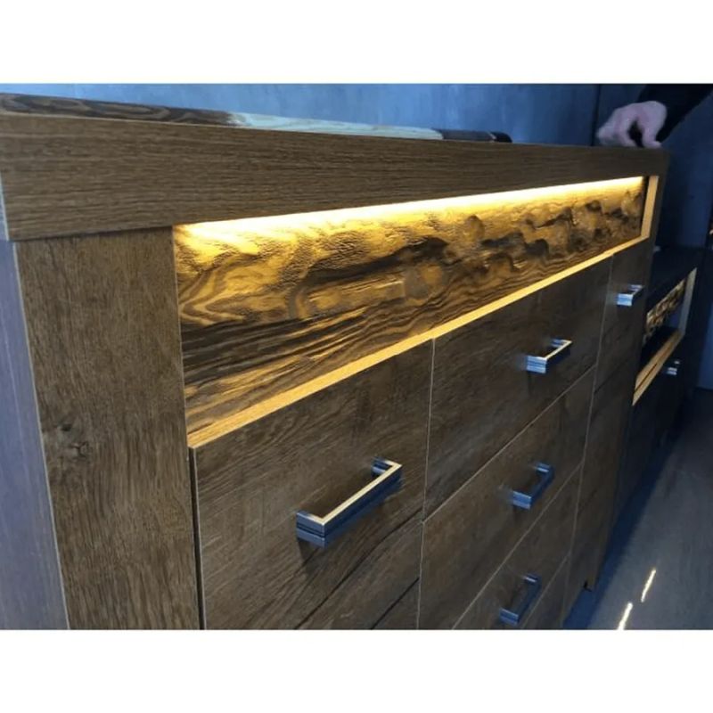 Luxusná komoda s dvojdverovou skrinkou a poličkou, jaseň tmavý