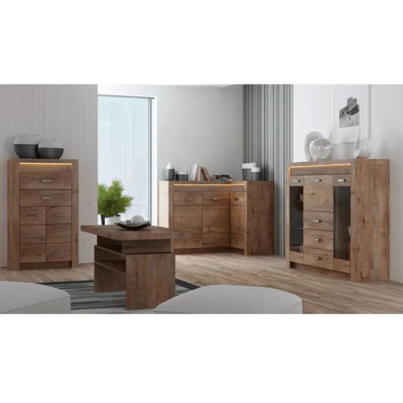 Luxusná komoda s dvomi skrinkami a 4x zásuvka, jaseň svetlý