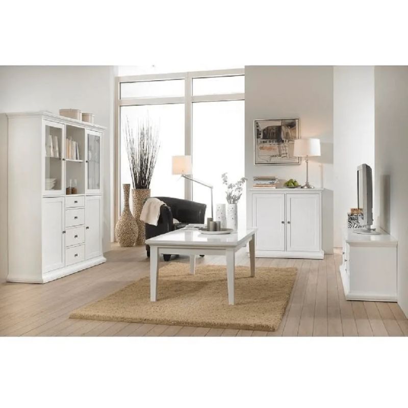 Romantická komoda štvorzásuvková, biela