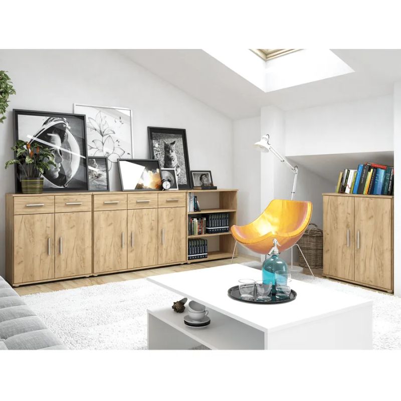 Moderná a praktická komoda dub artisan, 2x dvierka 2x zásuvka