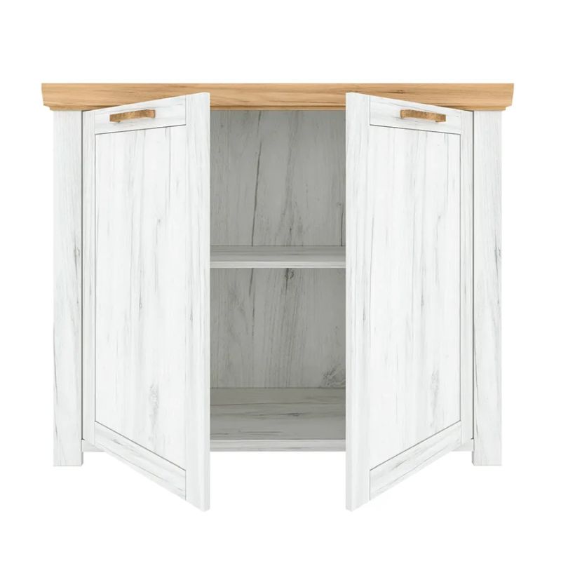 Krásna komoda s dvierkami, dub craft zlatý-dub craft biely