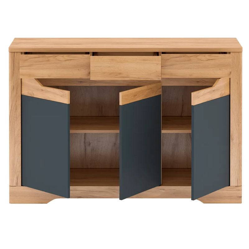 Moderná komoda kombinovaná 135, dub craft zlatý-grafit sivá