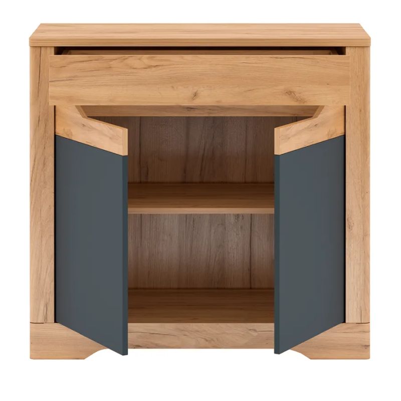 Moderná komoda kombinovaná 95, dub craft zlatý-grafit sivá