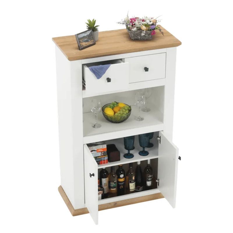 Komoda barová v modernom prevedení, biela-dub grand