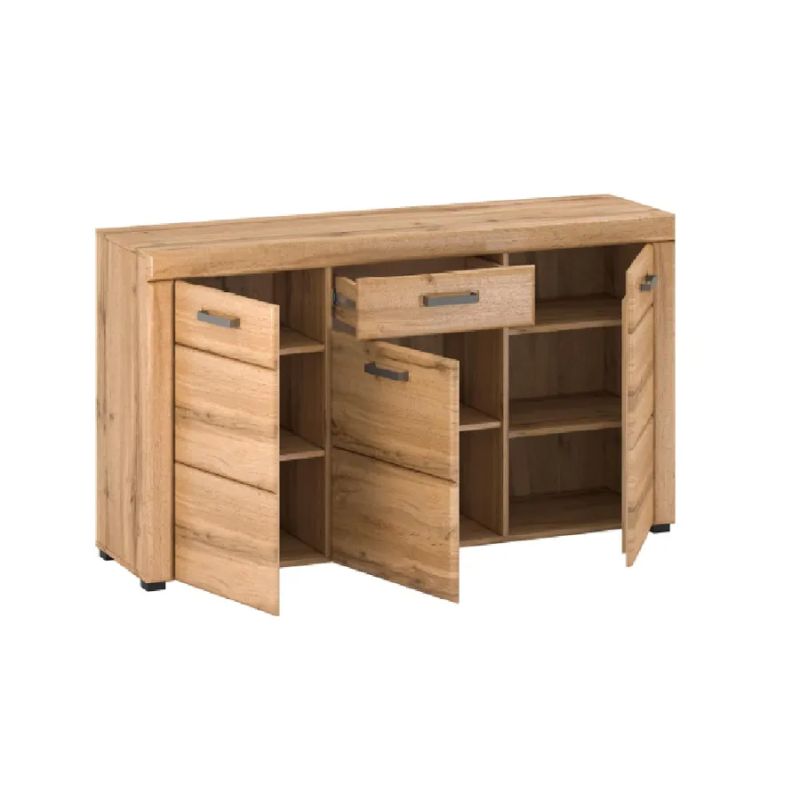 Komoda v modernom štýle, 3-zásuvková, 3-dvierková, dub apalačský