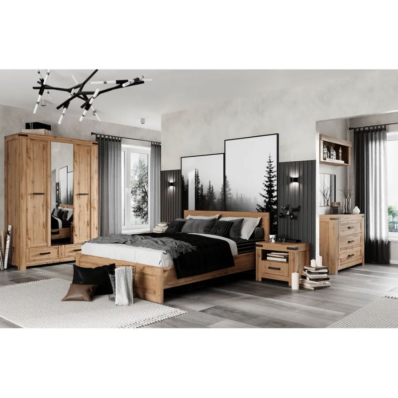 Štýlová komoda, 3x zásuvka, dub wotan