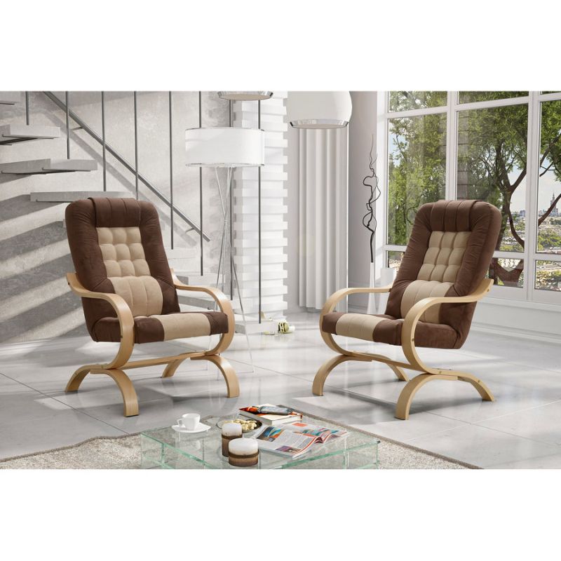 Celočalúnené kreslo, sivohnedá Taupe-hnedá-buk