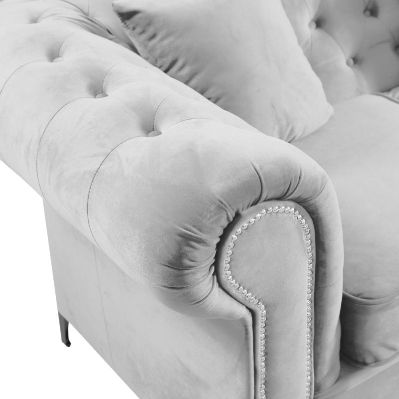 Luxusné kreslo, svetlosivá Velvet látka