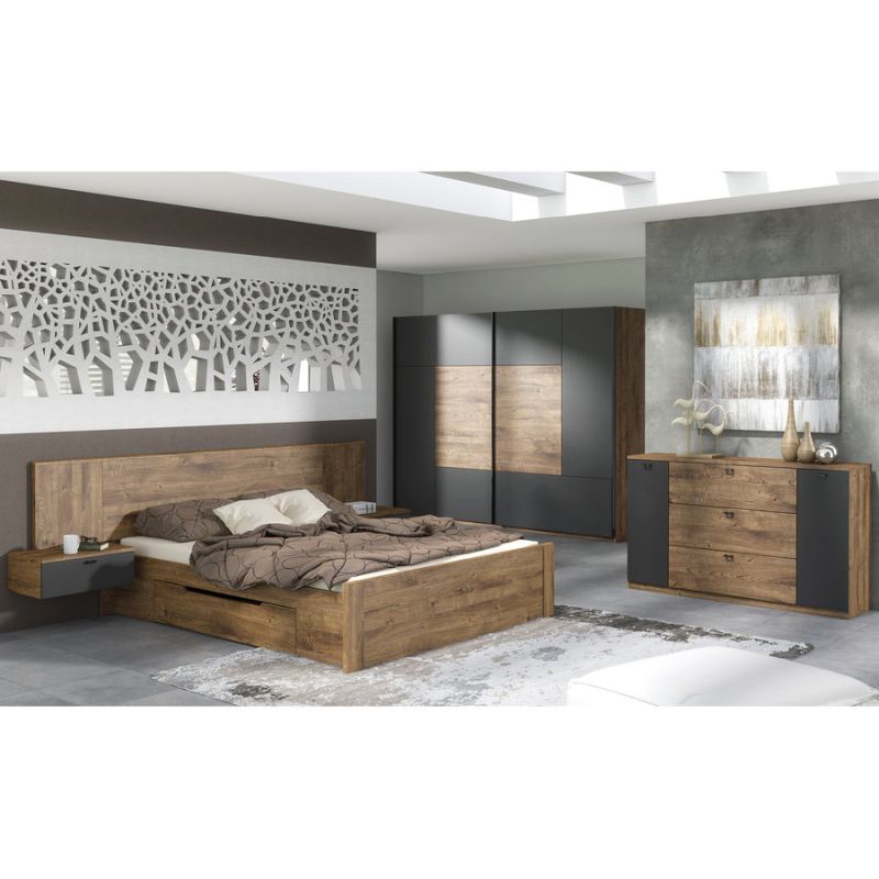 Nočný stolík, dub ribeck-tmavý grafit, pravý