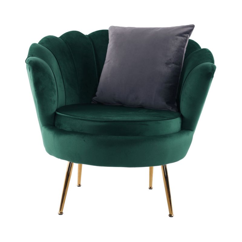 Kreslo v štýle Art-deco, smaragdová Velvet látka-gold chróm-zlatý