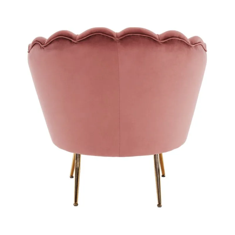 Kreslo v štýle Art-deco, ružová Velvet látka-gold chróm-zlatý