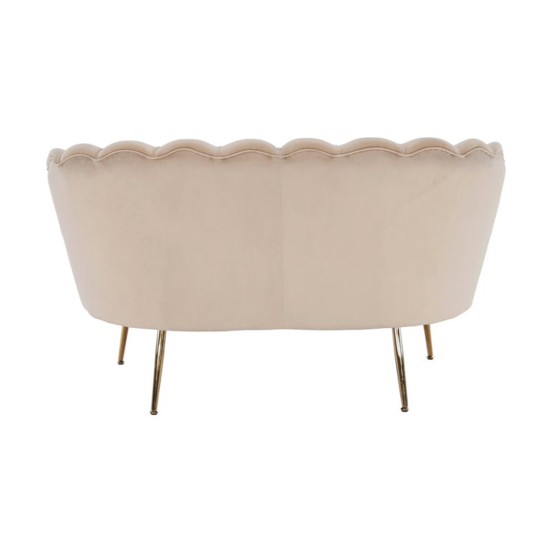 Lavica v štýle Art-deco, béžová Velvet látka-gold chróm-zlatý