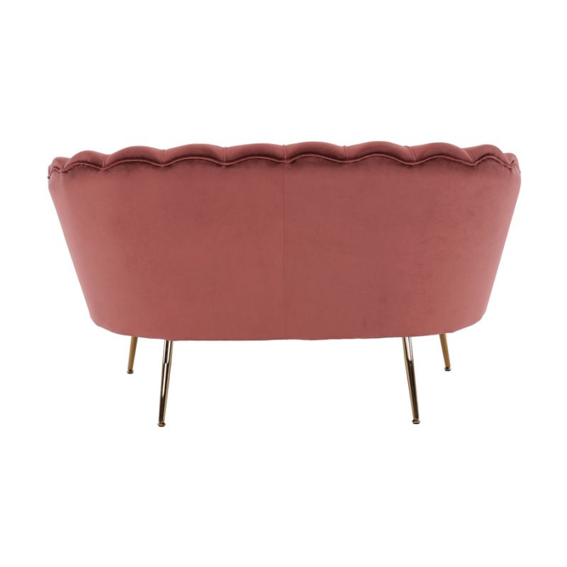 Lavica v štýle Art-deco, ružová Velvet látka-gold chróm-zlatý