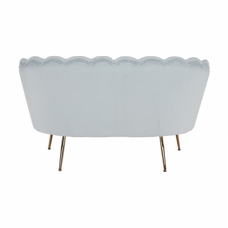 Lavica v štýle Art-deco, sivomodrá Velvet látka-gold chróm-zlatý