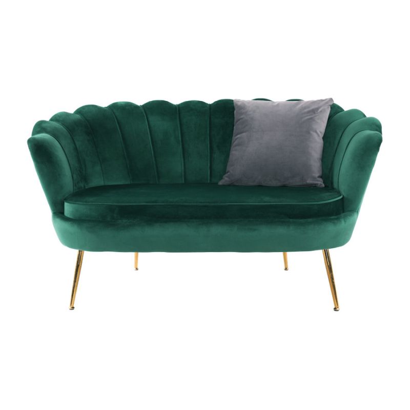 Lavica v štýle Art-deco, smaragdová Velvet látka-gold chróm-zlatý