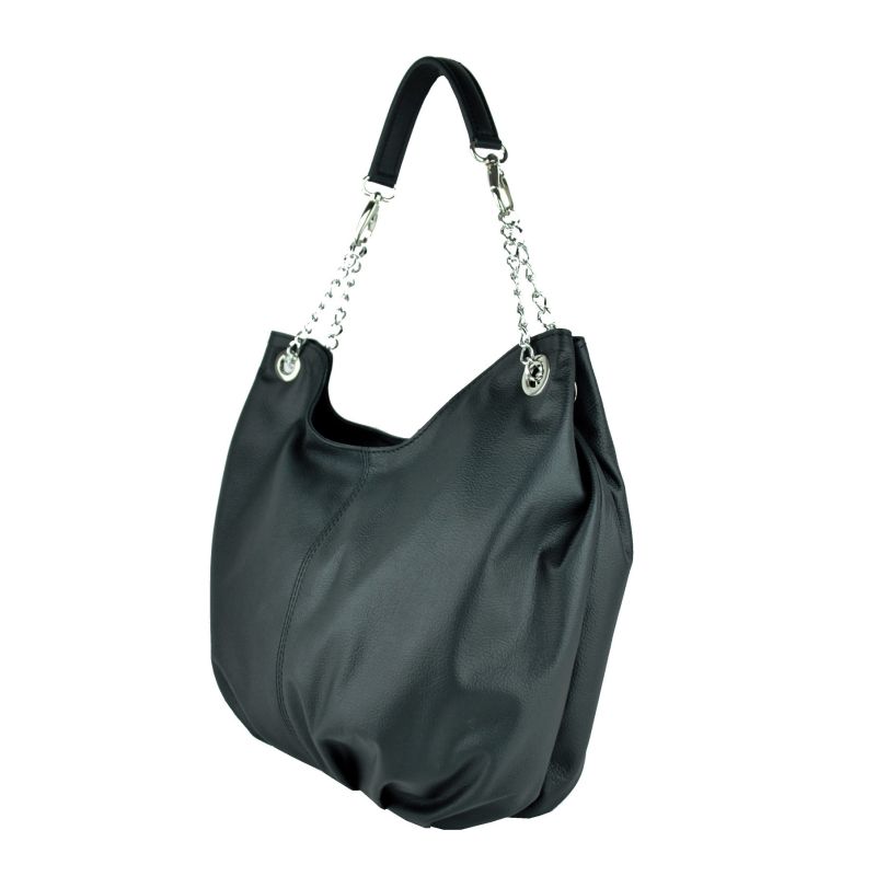 Luxusná dámska kožená kabelka v čiernej farbe