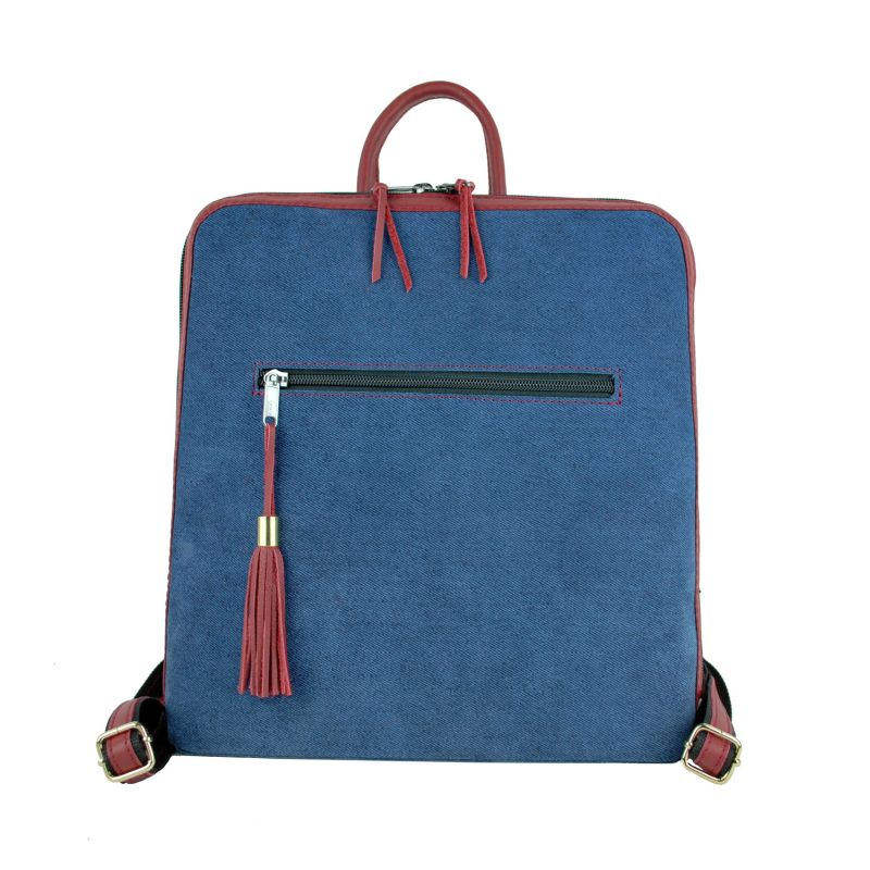 Luxusný dámsky ruksak z talianskej prírodnej hovädzej kože, imitácia rifloviny