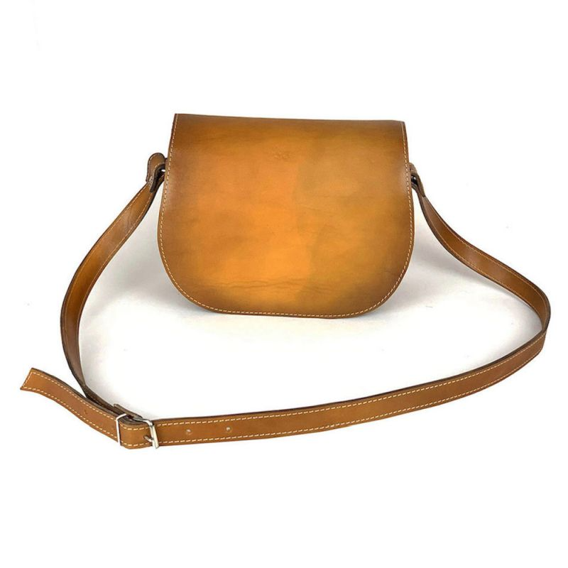 Tmavo žltá kožená kabelka, ručne tieňovaná, uzatváranie - skrytý magnet