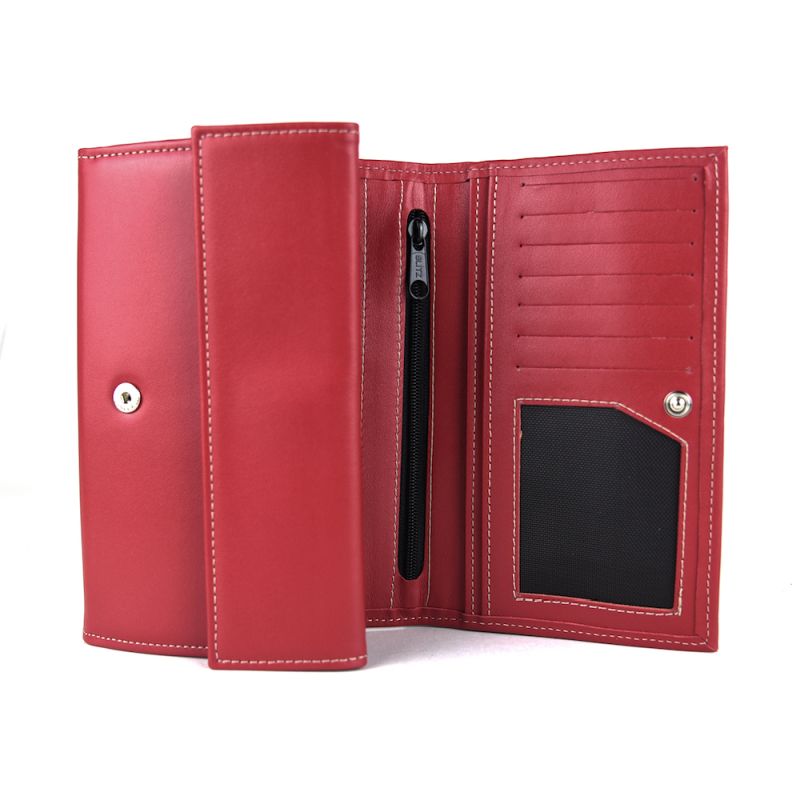 Luxusná dámska kožená peňaženka v červenej farbe