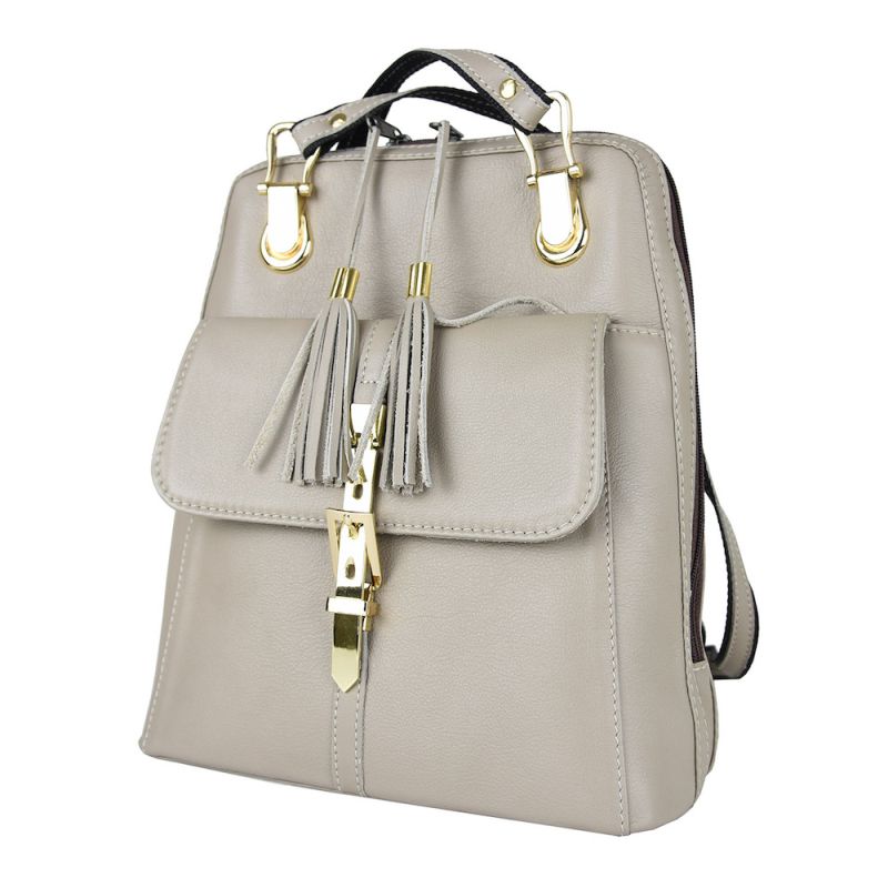 Luxusný dámsky kožený ruksak z prírodnej kože v bežovej farbe