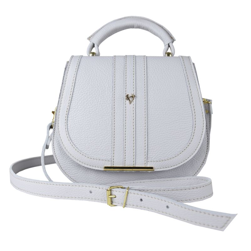 Módna kožená kabelka vo svetlo šedej farbe