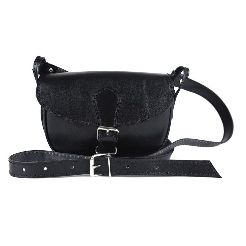 Módna MINI kožená kabelka v čiernej farbe