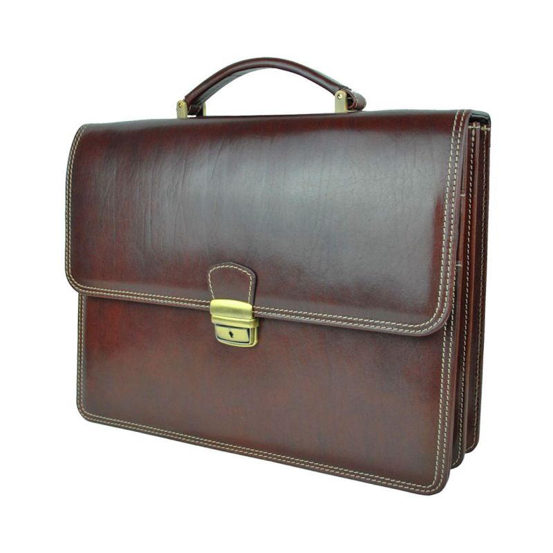 Luxusná perfektná kožená aktovka v hnedej farbe