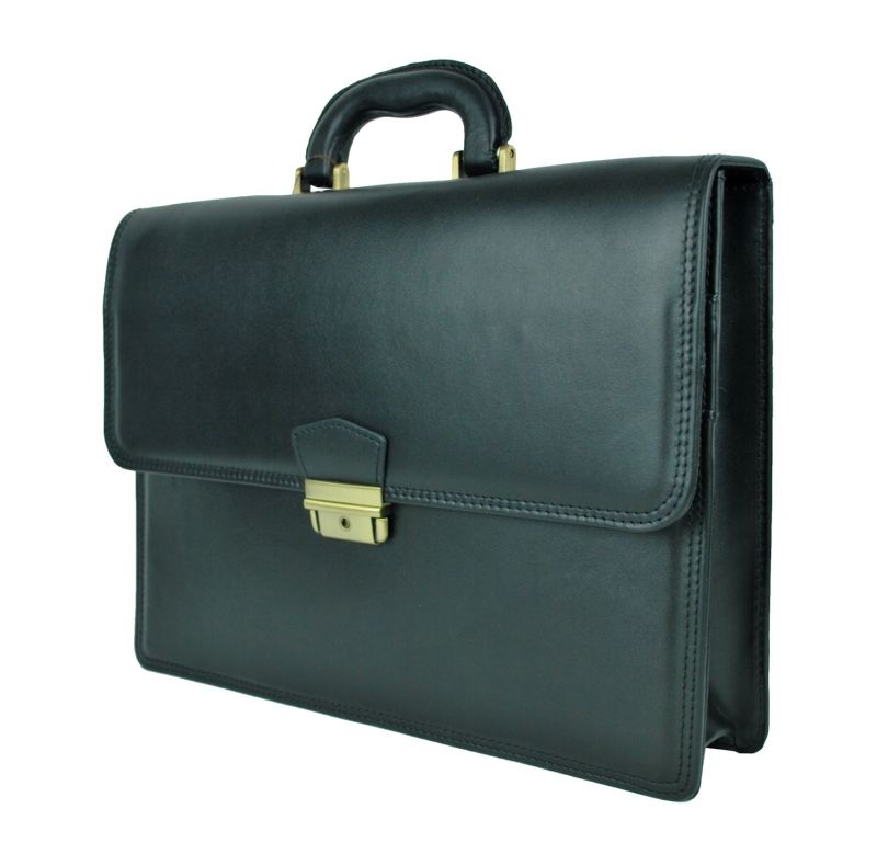 Luxusná štýlová kožená aktovka v čiernej farbe