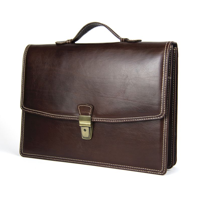 Luxusná elegantná kožená aktovka z pravej kože v hnedej farbe 8170