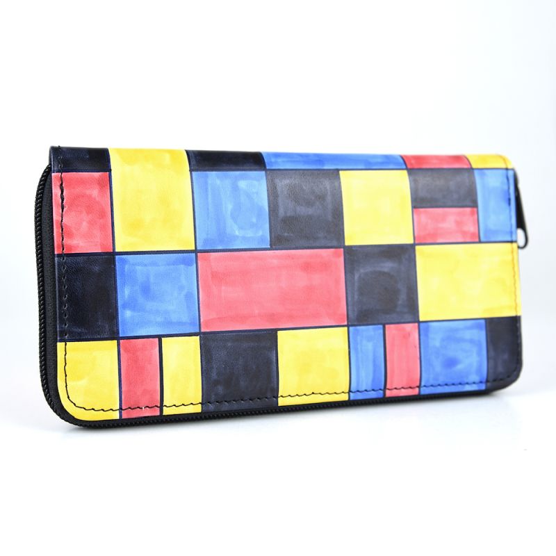 Ručne maľovaná kožená peňaženka s motívom Mozaika
