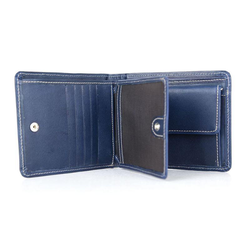 Peňaženka z prírodnej kože 7992 v modrej farbe, ručne tamponovaná