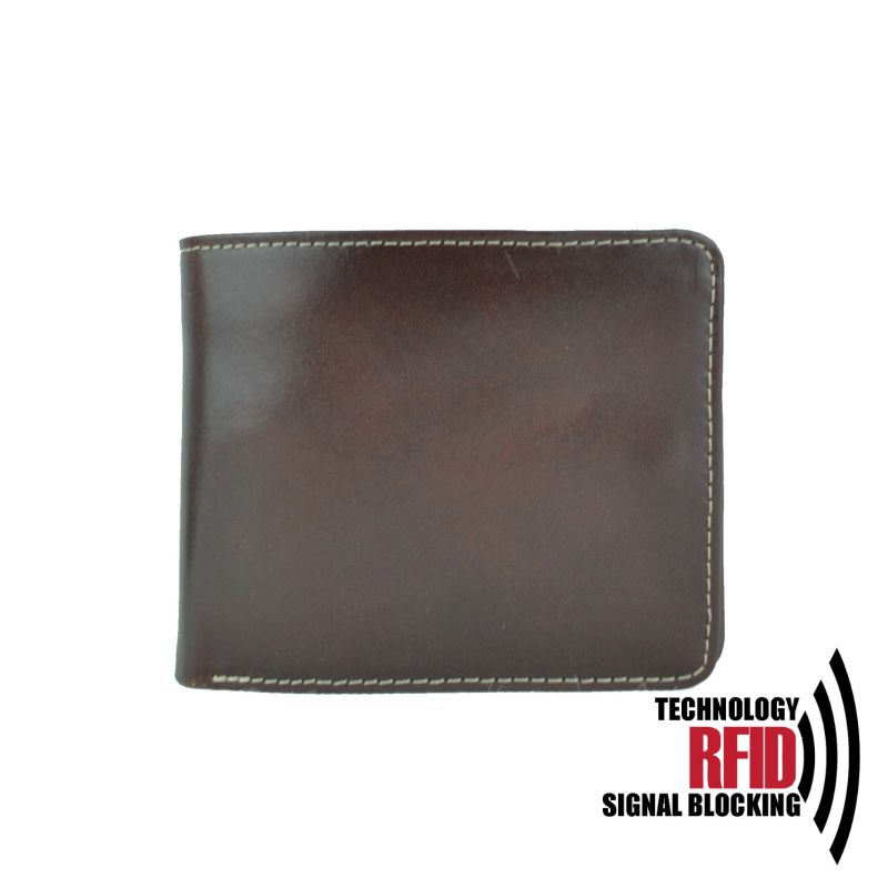 Kožená RFID peňaženka vybavená blokáciou RFID-NFC, hnedá farba
