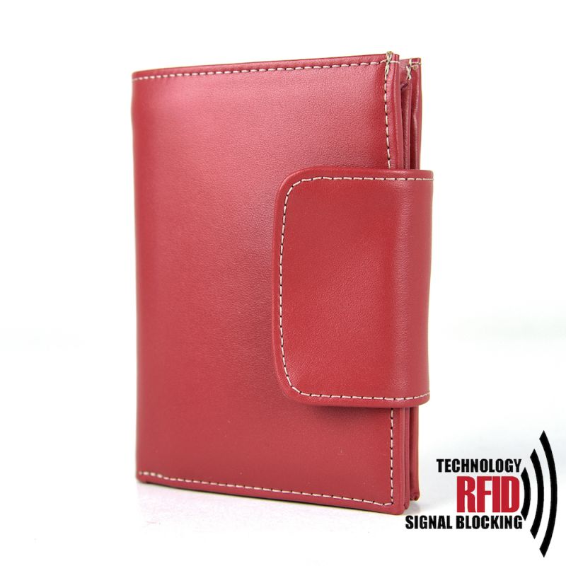 Kožená RFID peňaženka vybavená blokáciou RFID-NFC, červená farba 8211