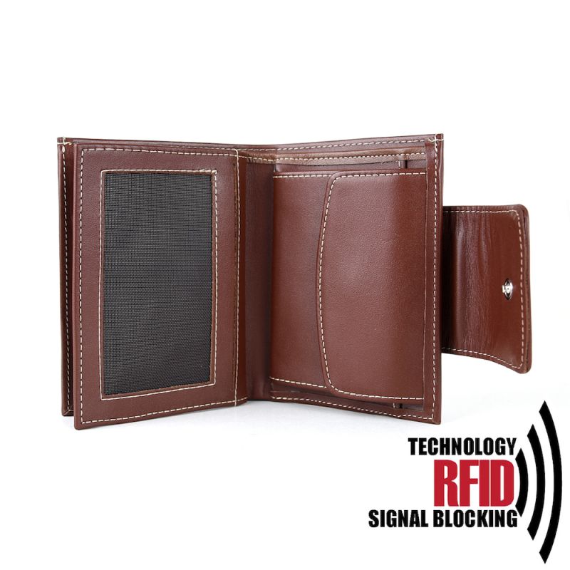Kožená RFID peňaženka vybavená blokáciou RFID-NFC, hnedá farba 8211