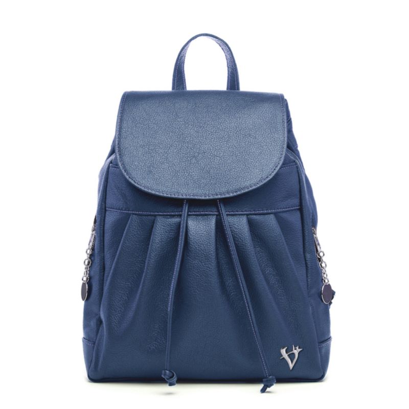 Luxusný kožený ruksak z pravej hovädzej kože 8665 v modrej farbe