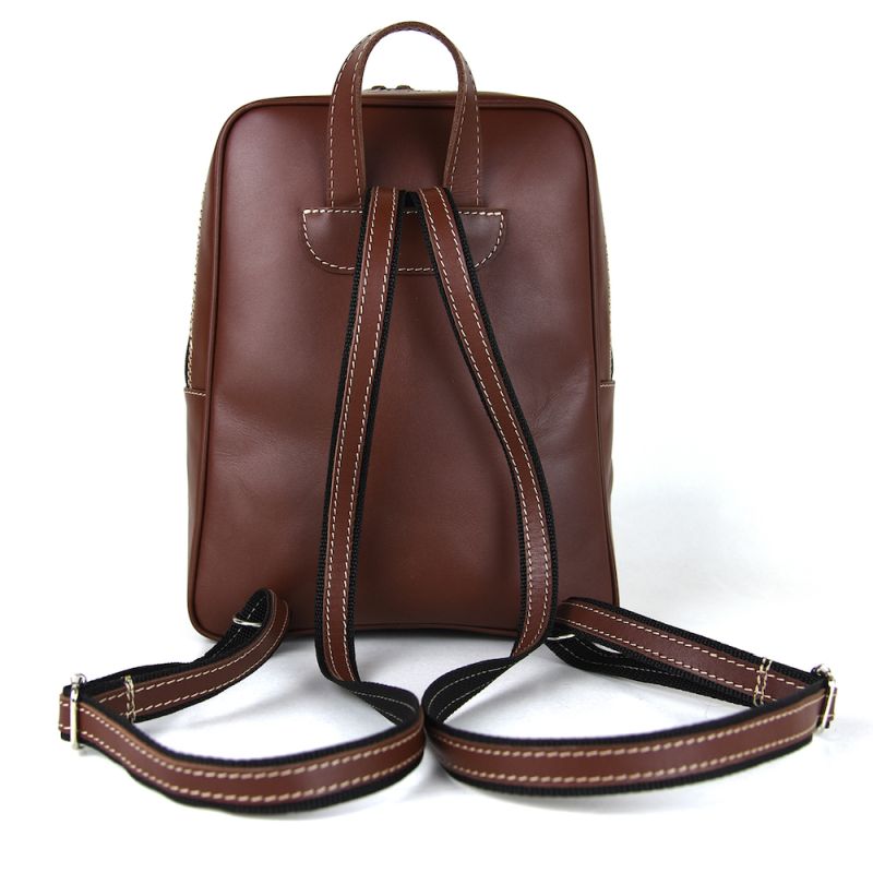 Módny kožený ruksak z pravej hovädzej kože v hnedej farbe