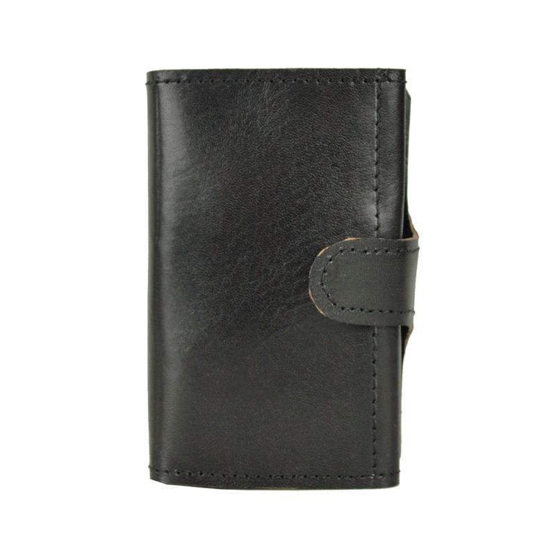 Kožená peňaženka SIMPLE s RFID patentovaným mechanizmom na karty v čiernej farbe
