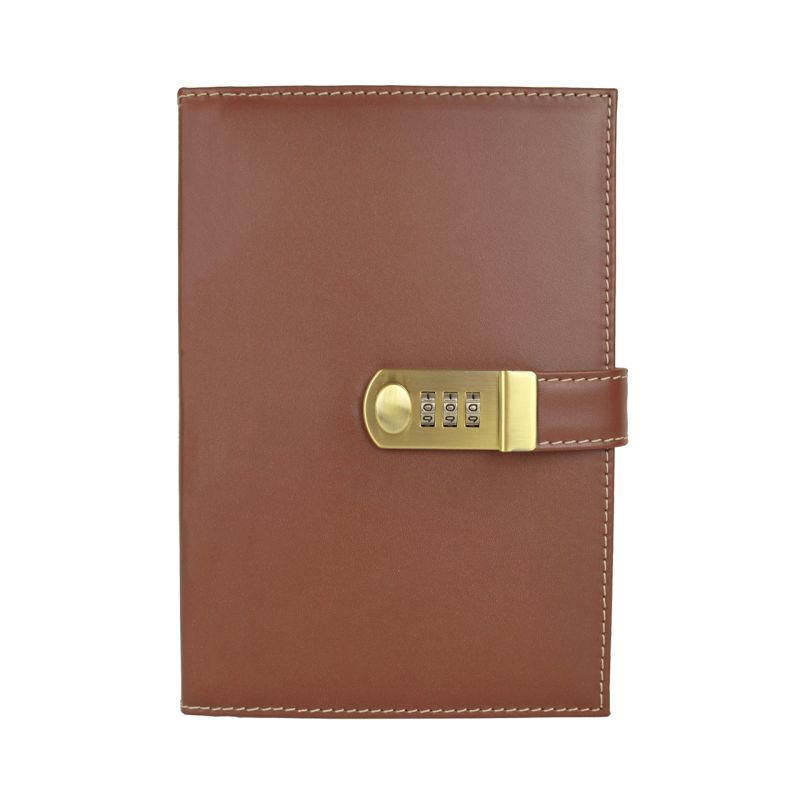 Kožený zápisník XXL s číselným zámkom v hnedej farbe