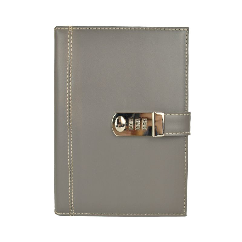 Kožený zápisník XXL s číselným zámkom v šedej farbe