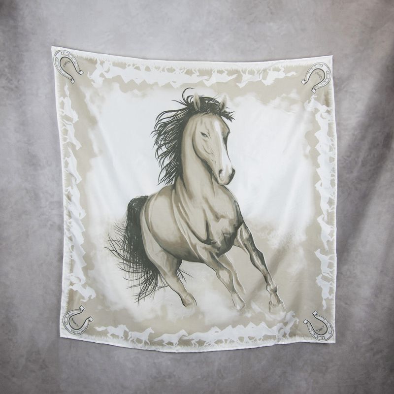 Hodvábna šatka Kôň - hnedý, 90 x 90cm