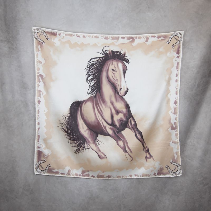 Hodvábna šatka Kôň - sépia, 90 x 90cm