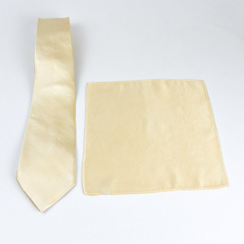 Hodvábna kravata a vreckovka v béžovej farbe, 100% hodváb