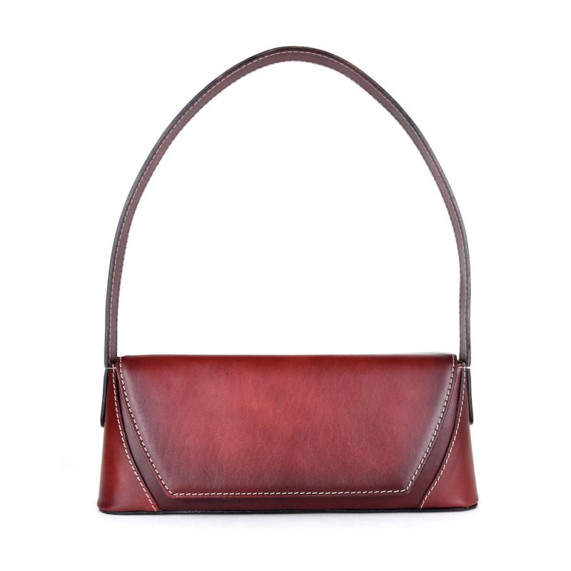 Kožená kabelka ručne tieňovaná v bordovej farbe